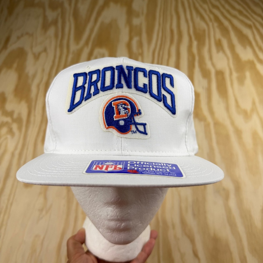 Vintage Denver Broncos New Era Snapback Hat White NFL Pro Design Cap